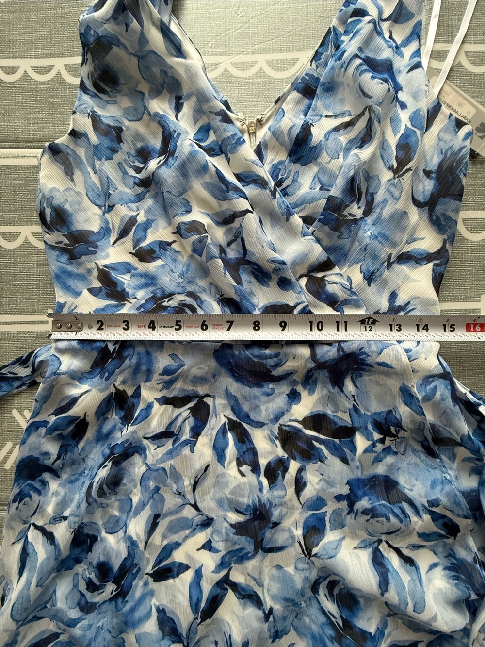 Karl Lagerfeld Paris Blue Floral Sleeveless Midi Dress NWT Size 10 Belted - Picture 7 of 8